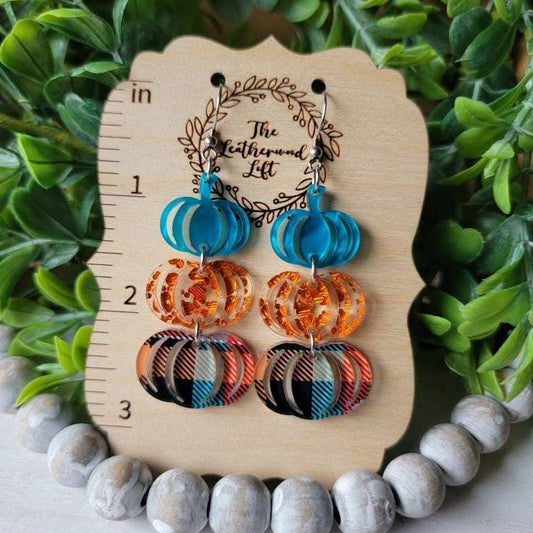 Acrylic Triple Pumpkin Earring