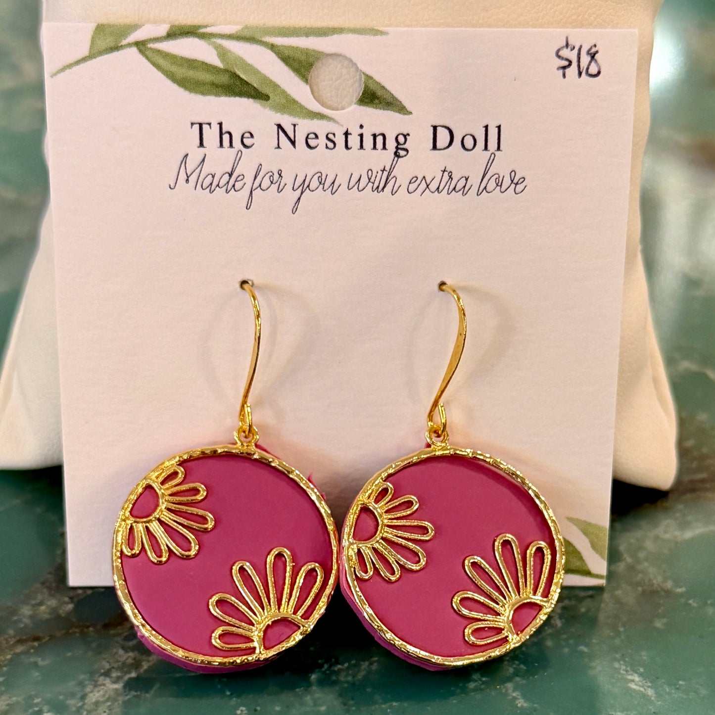 Gold Floral Drop Earrings