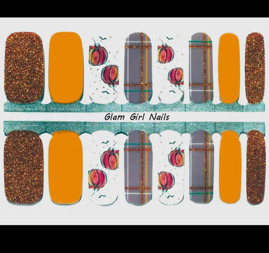 Pumpkin Spice Plaid Nail Wrap