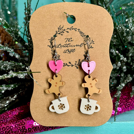 Gingerbread Love Acrylic Earrings