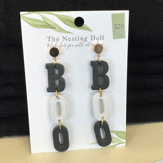 "Boo" Dangle Clay Earrings