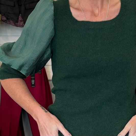 Emerald Puff Sleeve Sweater