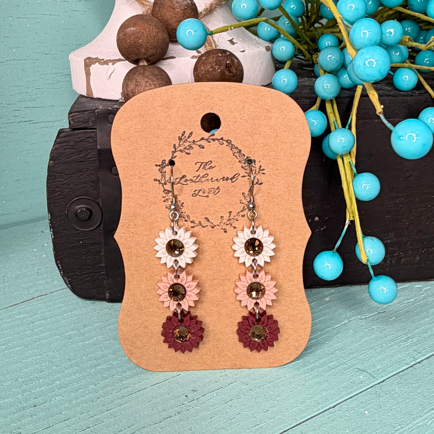 TLL Mauve Sunflower Triple Dangle