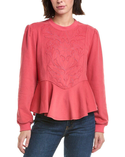 Embossed Peplum Sweatshirt