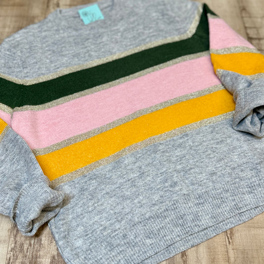 Varsity Metallic Stripe Sweater