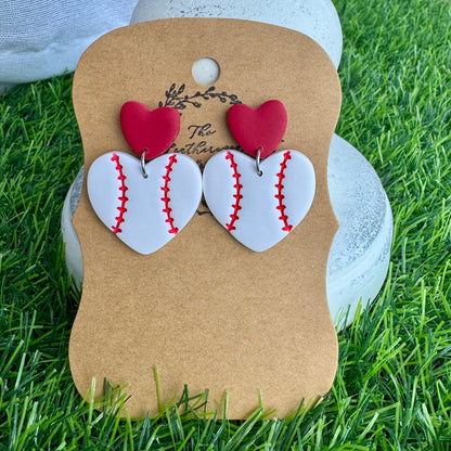 Heart Baseball Clay Earring