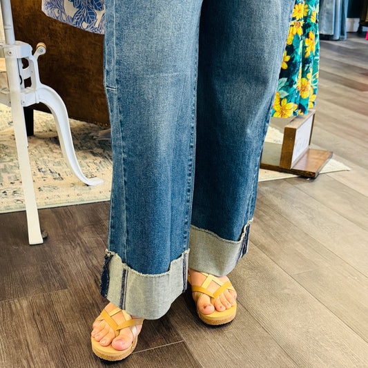 Meg High Rise Fab-Ab Roll Up Denim