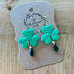 Stamped Green Shamrock Earrings