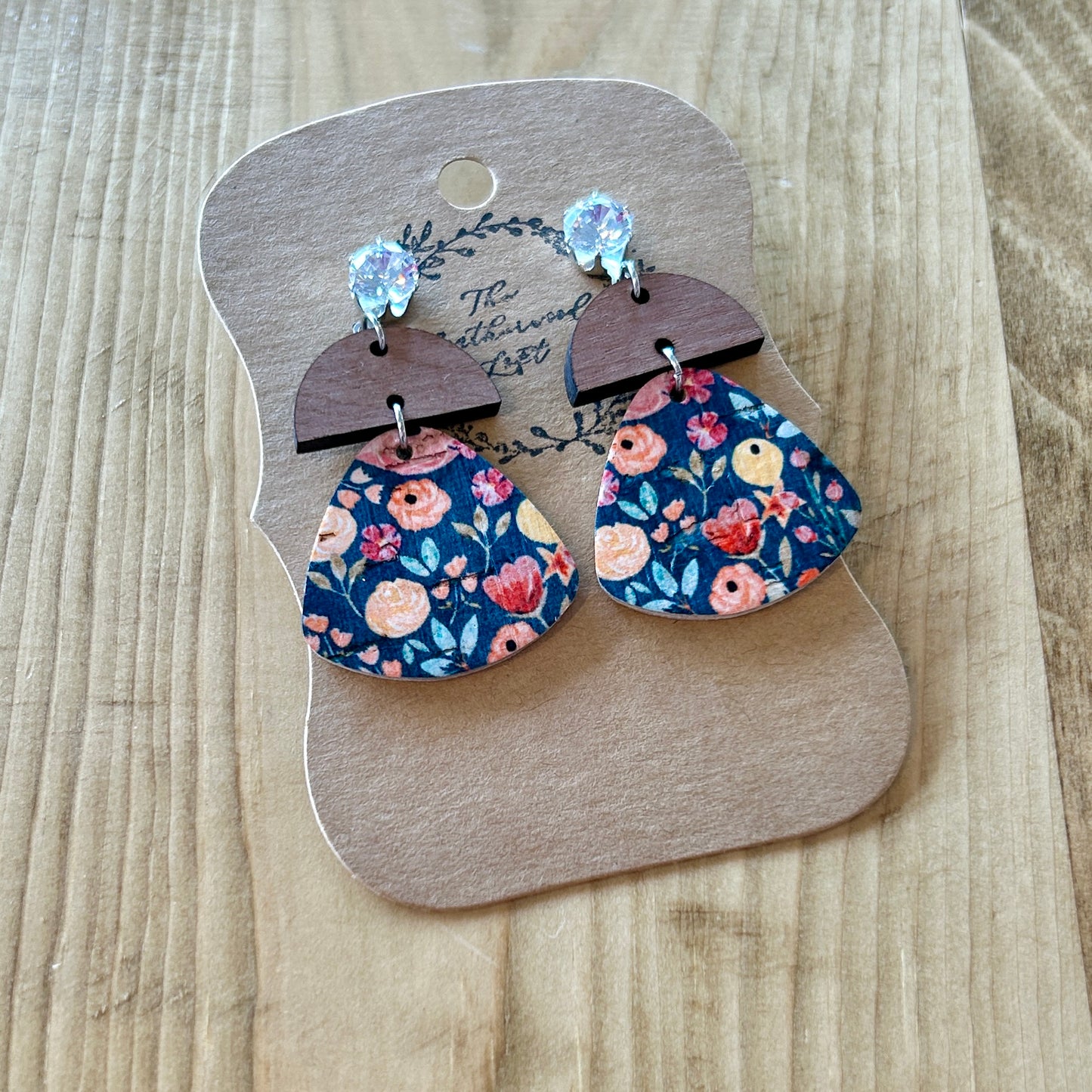 Floral Printed Leather Earrings