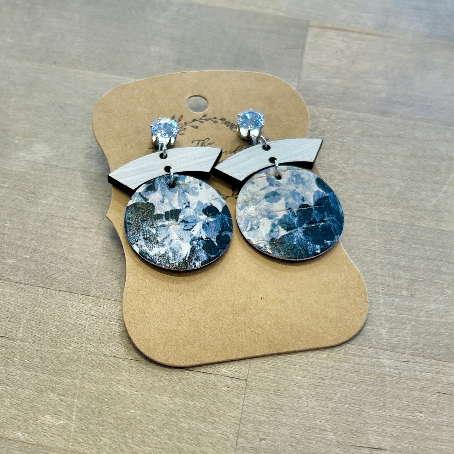 Blue Watercolor Circle Drop Earrings