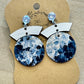 Blue Watercolor Circle Drop Earrings