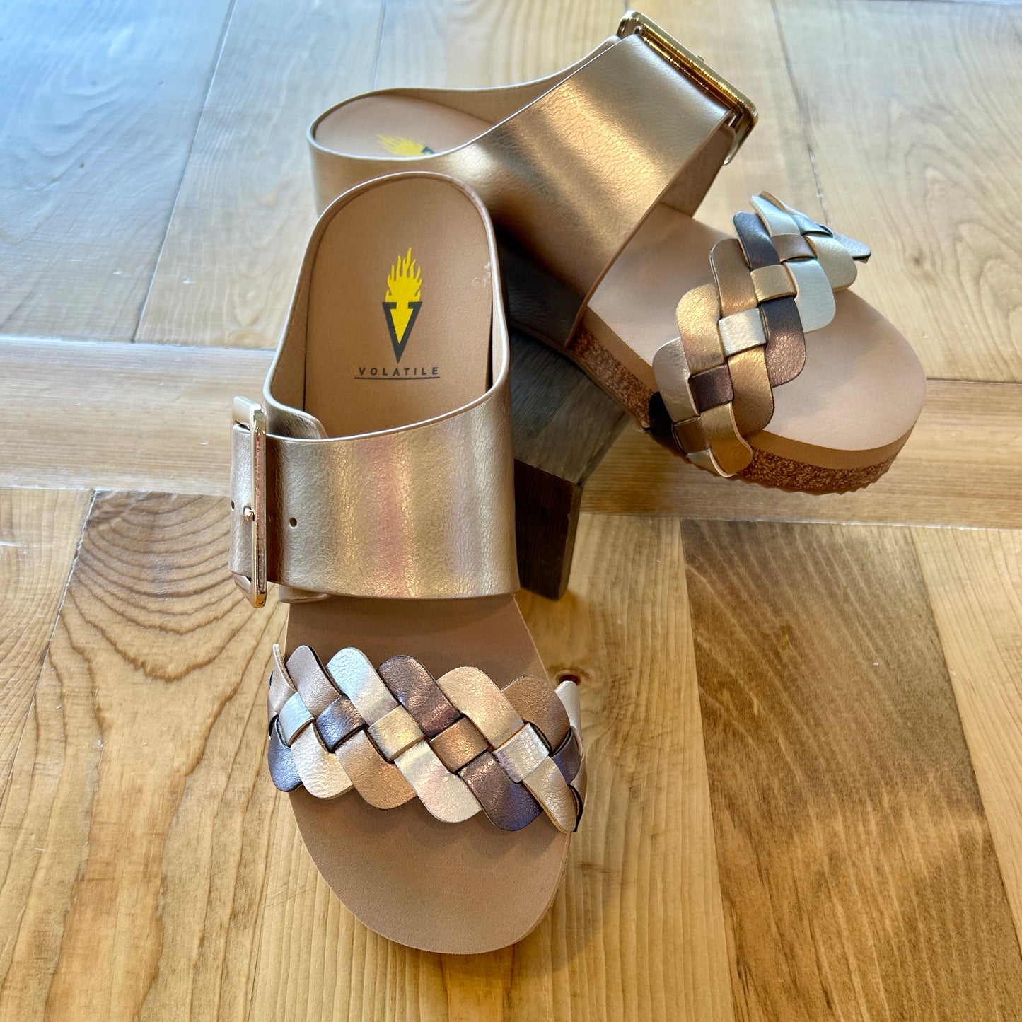 Morel Gold Slide Sandals