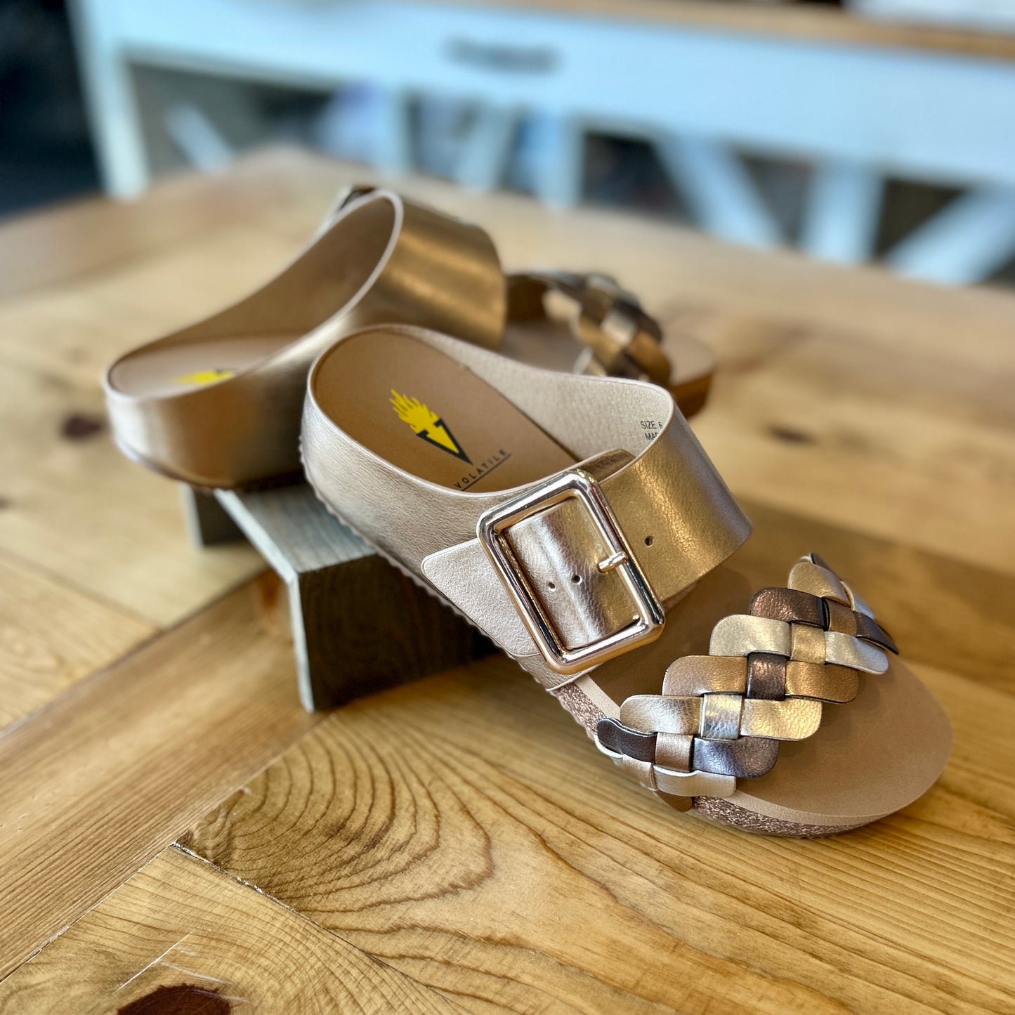 Morel Gold Slide Sandals