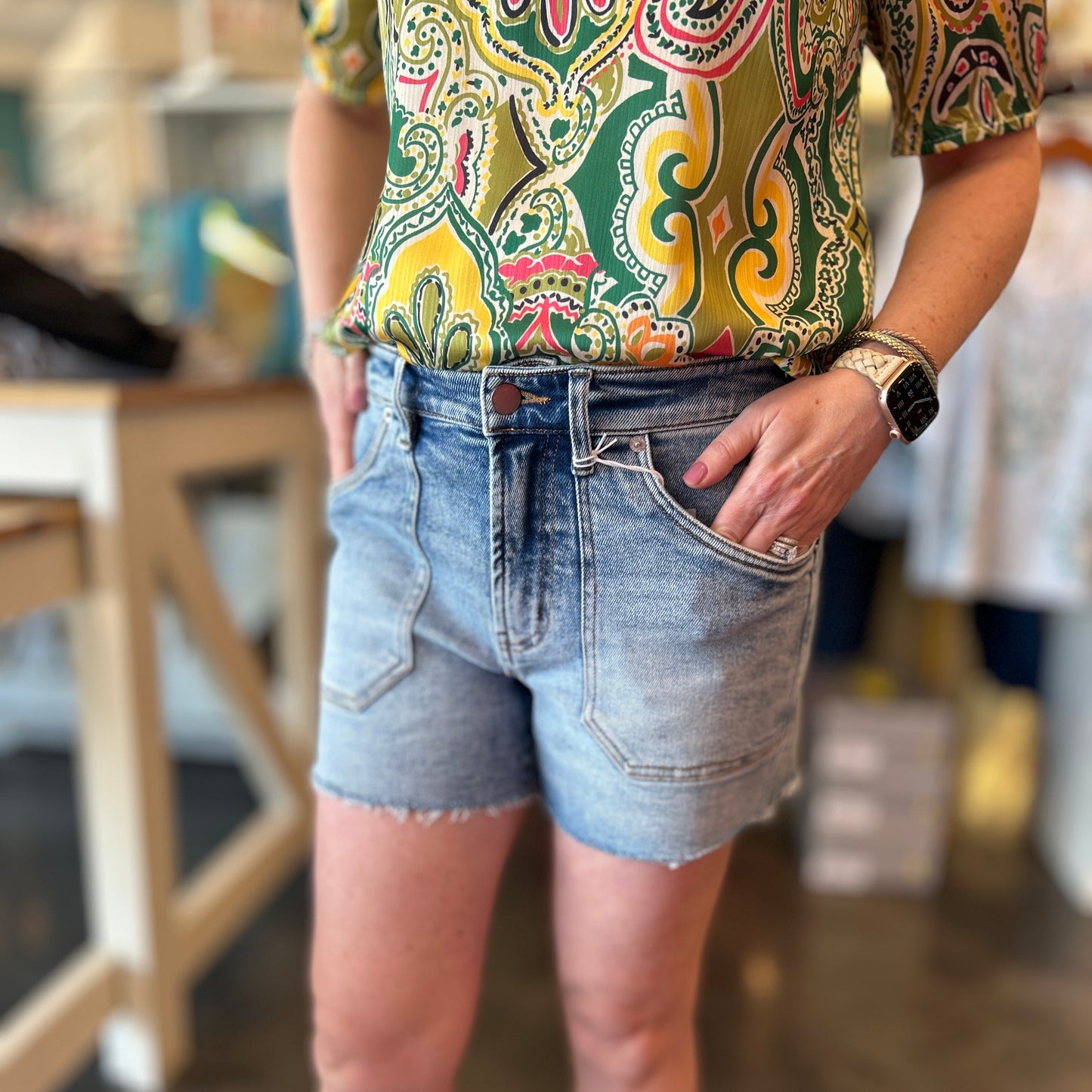 Ivy Patch Pocket Denim Shorts