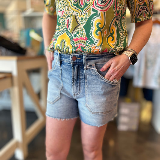 Ivy Patch Pocket Denim Shorts