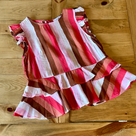 Color Block Tie Back Blouse