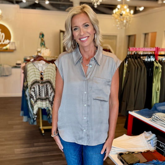 Satin Button Up Tank