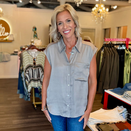 Satin Button Up Tank