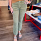 Jeanne Crop Flare--Olive