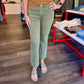 Jeanne Crop Flare--Olive