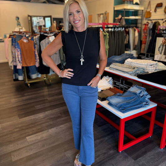 Jeanne Crop Flare--Antique Indigo