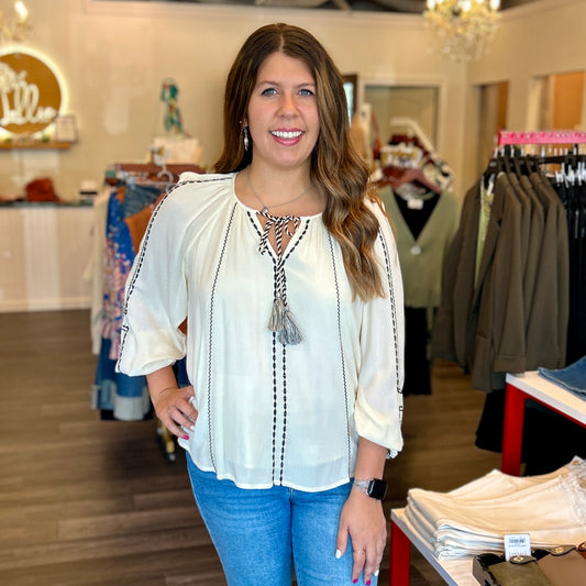 Ivory Peasant Blouse