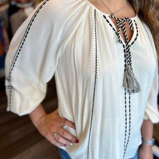Ivory Peasant Blouse