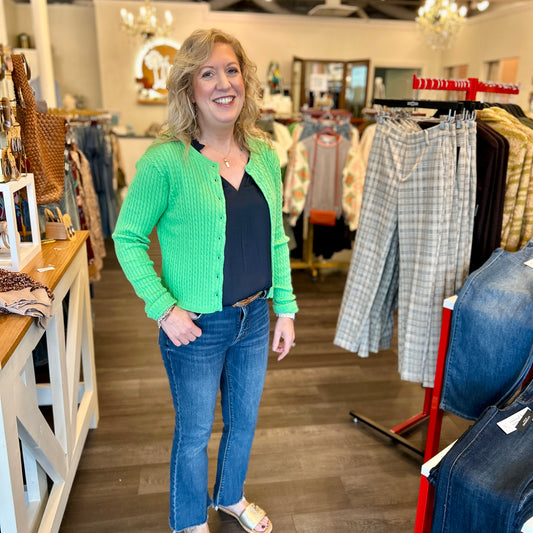 Green Cable Knit Cardi