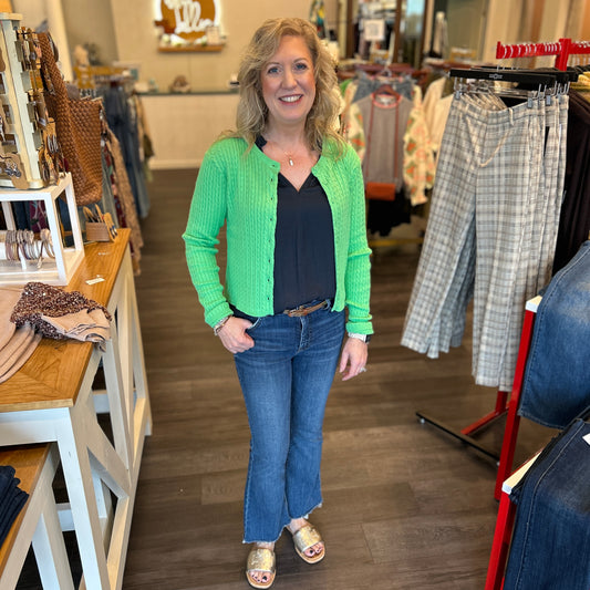 Green Cable Knit Cardi