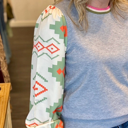 Smocked cuff Pattern Sleeve top