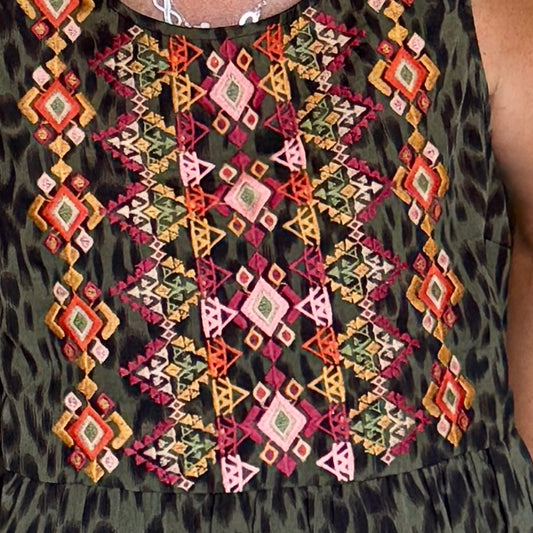 Aztec Embroidered Leo Tank