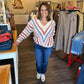 Open Knit Chevron Stripe Sweater