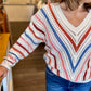 Open Knit Chevron Stripe Sweater