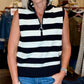 Black Stripe Zip Mock Neck