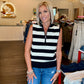 Black Stripe Zip Mock Neck