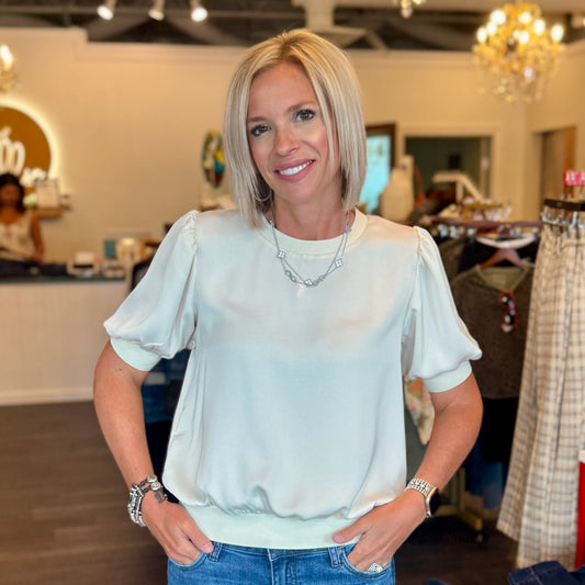 Puff Sleeve Banded Bottom Top