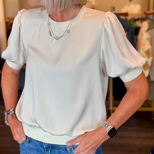 Puff Sleeve Banded Bottom Top