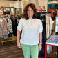 Plaid Bouclé Lace Puff Sleeve Top