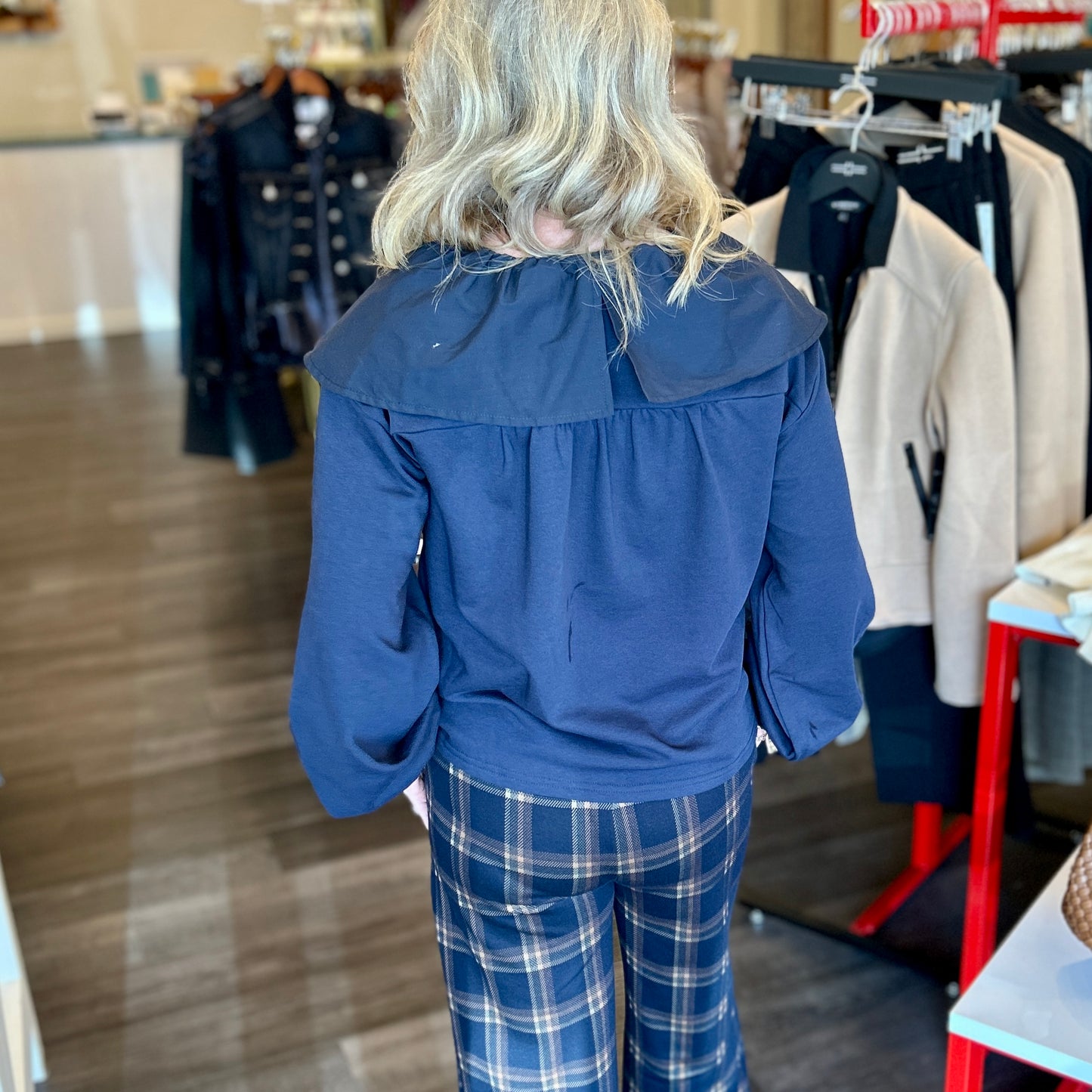 French Terry Bow Collar Top
