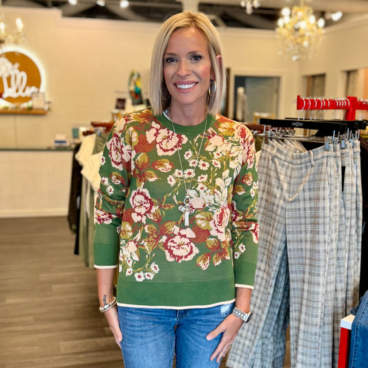 Liverpool Green Floral Sweater
