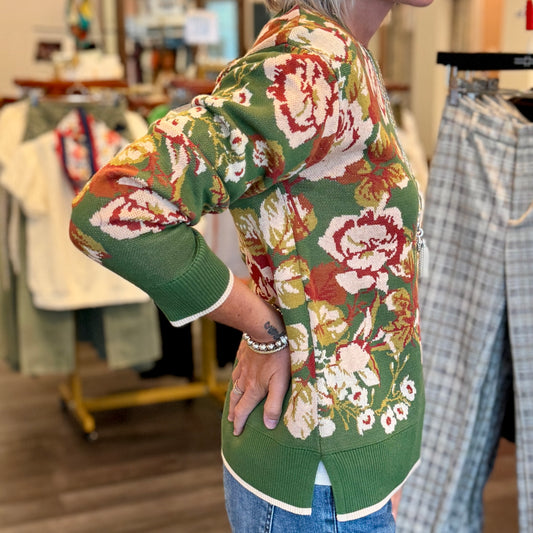 Liverpool Green Floral Sweater