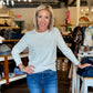 Crewneck Button Sleeve Sweater