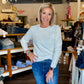 Crewneck Button Sleeve Sweater