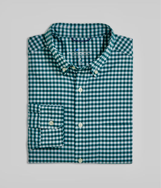 On-The-Go brrrº Gingham Shirt- Charleston Green