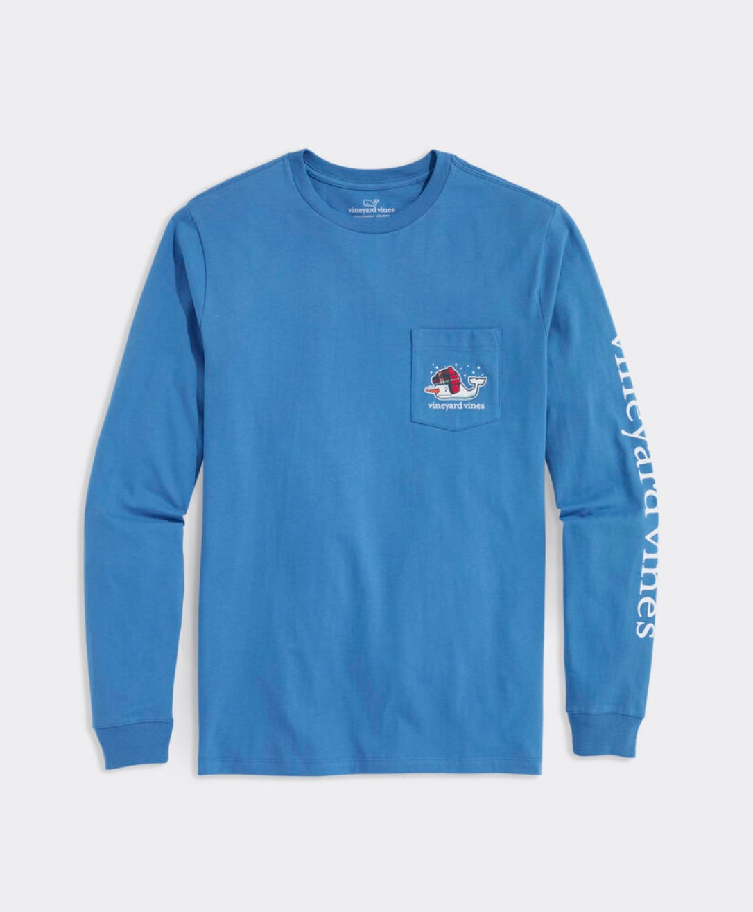 Snowman Whale Long-Sleeve Pocket Tee