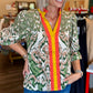 Abstract Ikat Stripe Placket