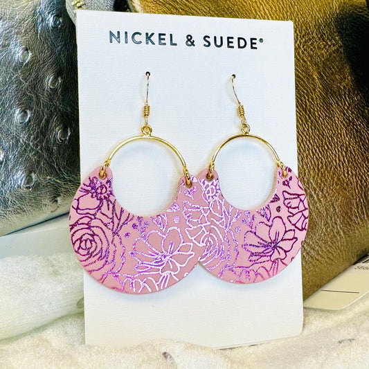 Nickel & Suede Floral Asters