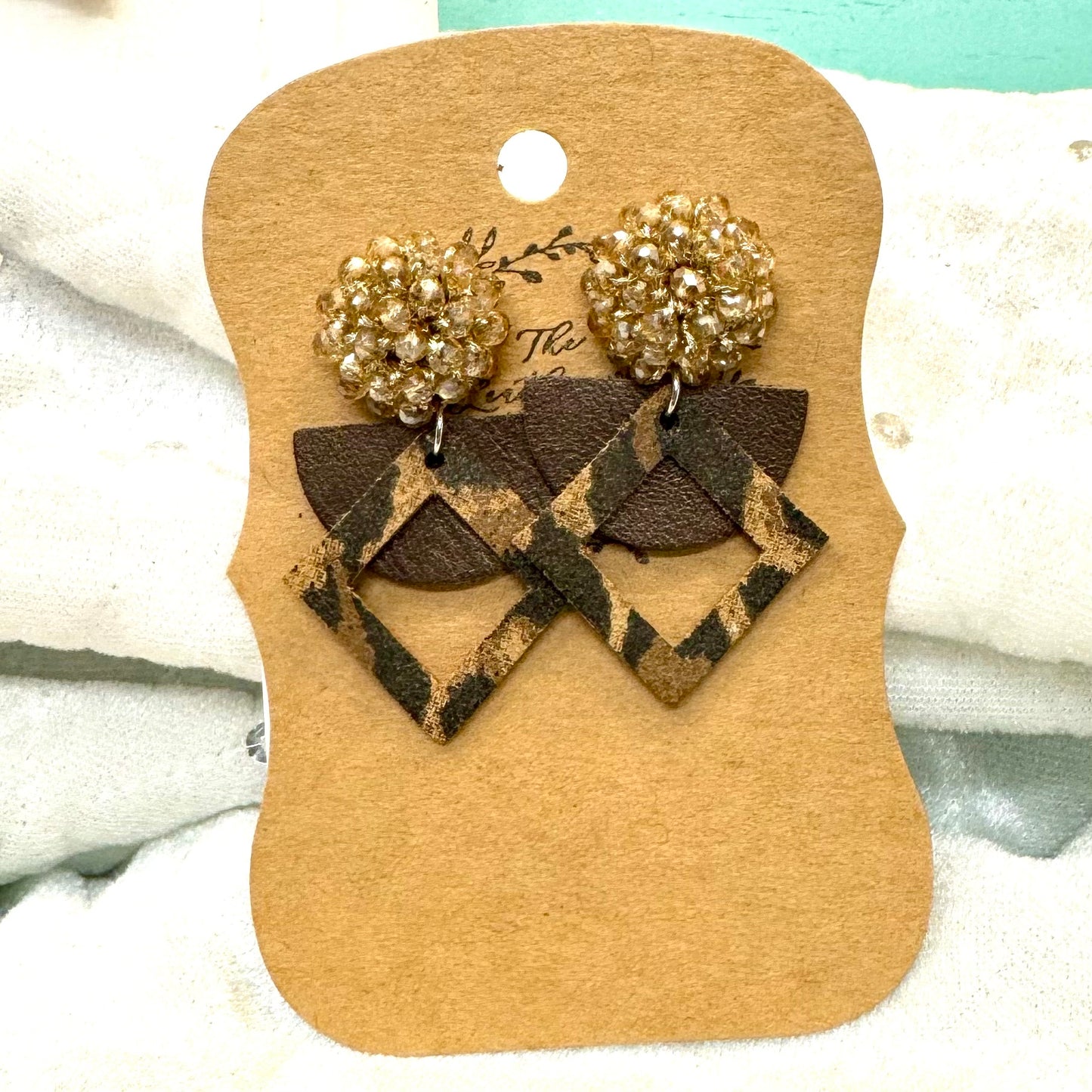 Sparkle Bauble and Leather Earring
