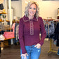 Whip Stitch Plum Button Sweater