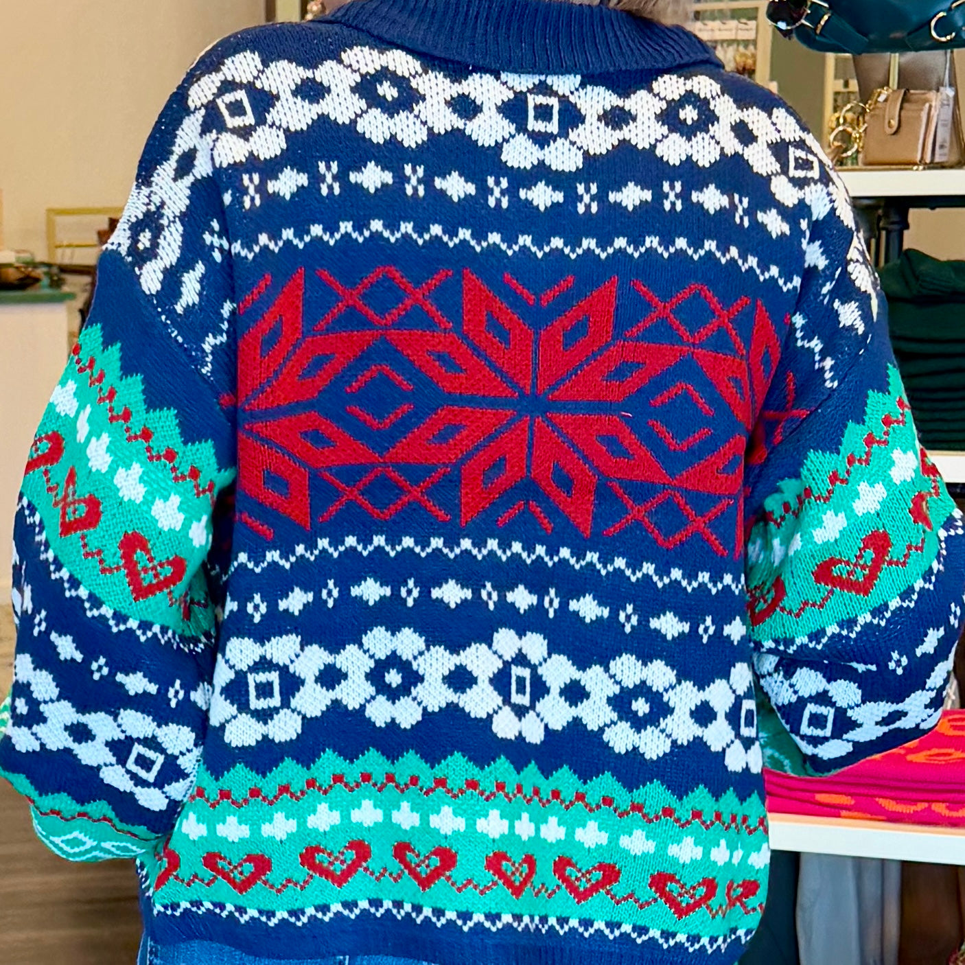 Red Snowflake Intarsia